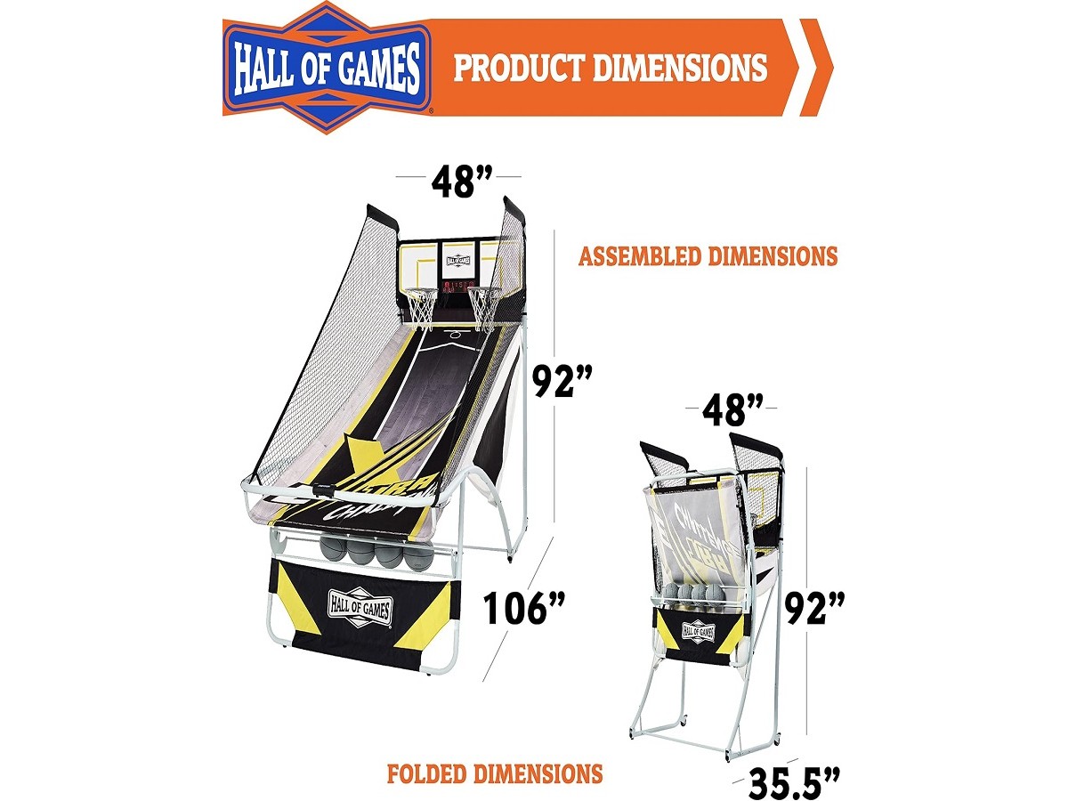 Juego de Baloncesto Arcade Premium con Estante de Almacenamiento Integrado de 4 Bolas Juego de Baloncesto Arcade Premium con Estante de Almacenamiento Integrado de 4 Bolas